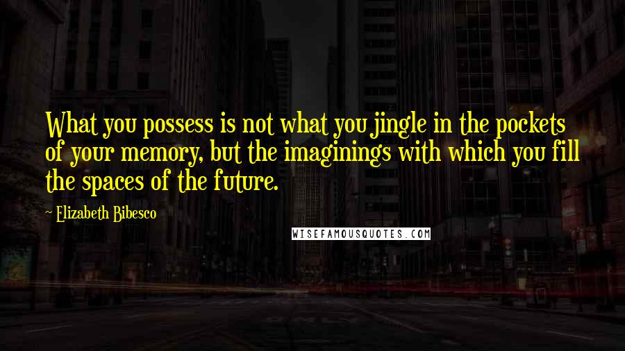 Elizabeth Bibesco Quotes: What you possess is not what you jingle in the pockets of your memory, but the imaginings with which you fill the spaces of the future.