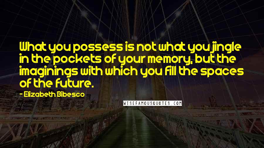 Elizabeth Bibesco Quotes: What you possess is not what you jingle in the pockets of your memory, but the imaginings with which you fill the spaces of the future.