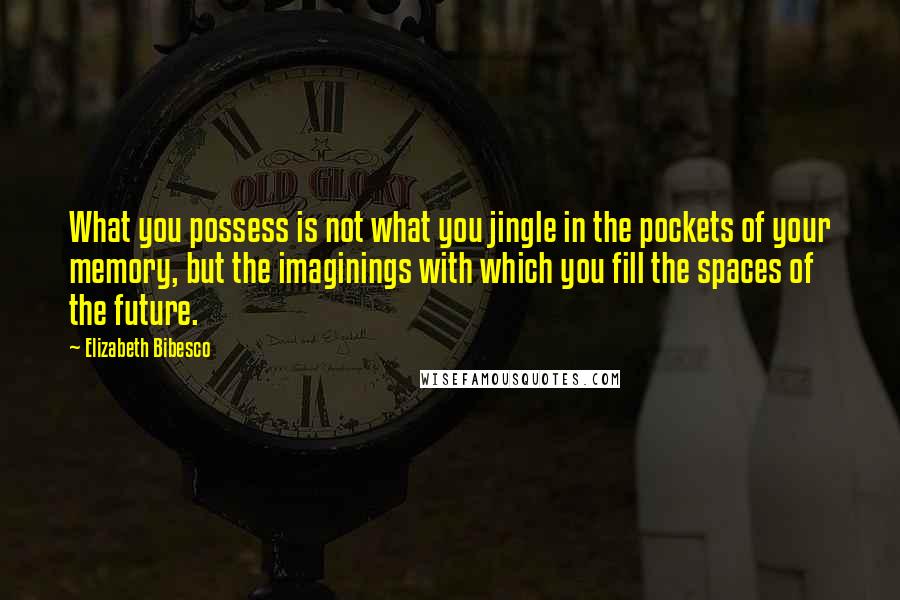 Elizabeth Bibesco Quotes: What you possess is not what you jingle in the pockets of your memory, but the imaginings with which you fill the spaces of the future.