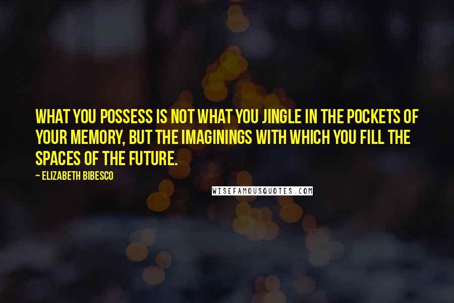 Elizabeth Bibesco Quotes: What you possess is not what you jingle in the pockets of your memory, but the imaginings with which you fill the spaces of the future.