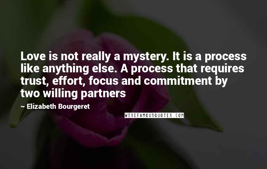 Elizabeth Bourgeret Quotes: Love is not really a mystery. It is a process like anything else. A process that requires trust, effort, focus and commitment by two willing partners