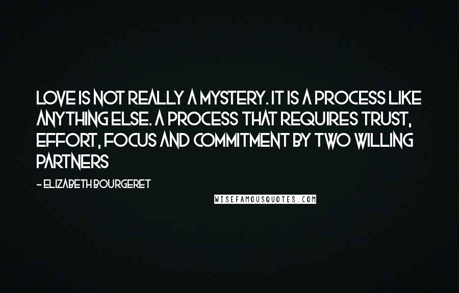 Elizabeth Bourgeret Quotes: Love is not really a mystery. It is a process like anything else. A process that requires trust, effort, focus and commitment by two willing partners