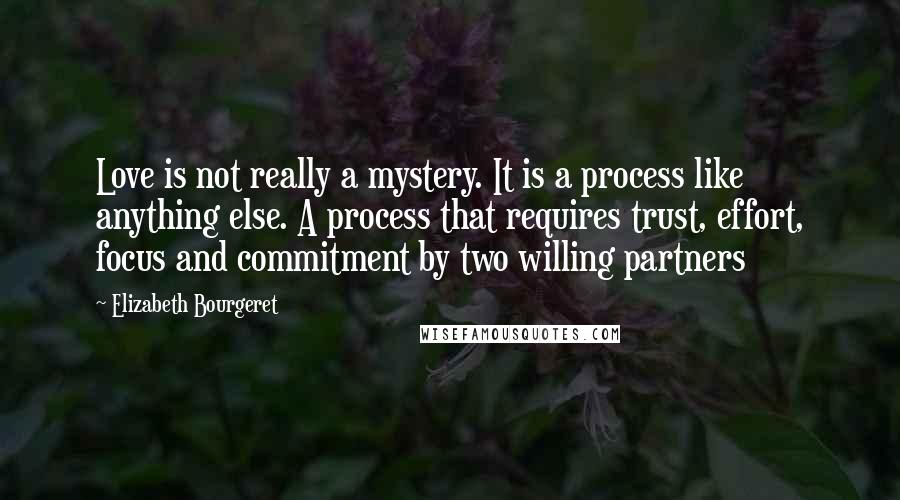 Elizabeth Bourgeret Quotes: Love is not really a mystery. It is a process like anything else. A process that requires trust, effort, focus and commitment by two willing partners
