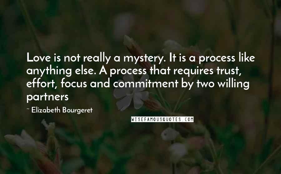 Elizabeth Bourgeret Quotes: Love is not really a mystery. It is a process like anything else. A process that requires trust, effort, focus and commitment by two willing partners