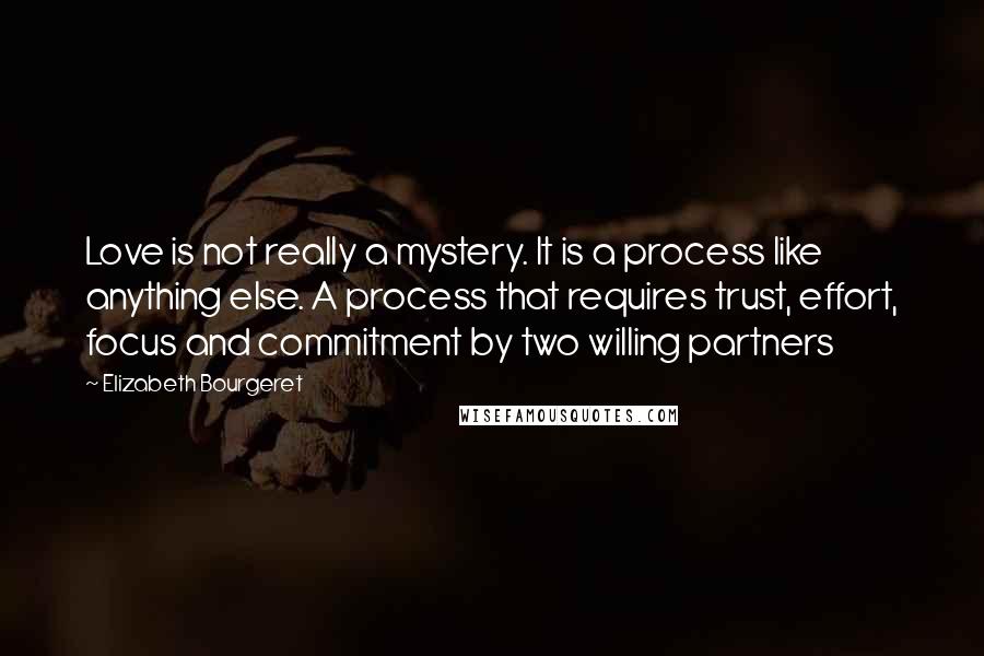 Elizabeth Bourgeret Quotes: Love is not really a mystery. It is a process like anything else. A process that requires trust, effort, focus and commitment by two willing partners