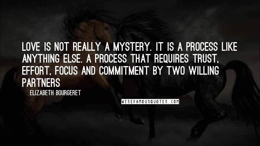 Elizabeth Bourgeret Quotes: Love is not really a mystery. It is a process like anything else. A process that requires trust, effort, focus and commitment by two willing partners