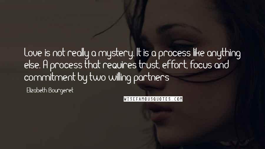Elizabeth Bourgeret Quotes: Love is not really a mystery. It is a process like anything else. A process that requires trust, effort, focus and commitment by two willing partners