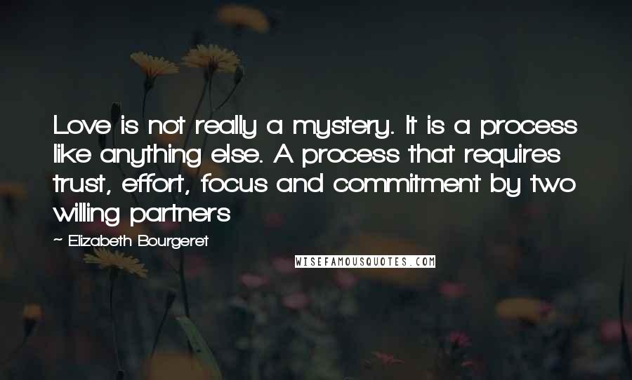 Elizabeth Bourgeret Quotes: Love is not really a mystery. It is a process like anything else. A process that requires trust, effort, focus and commitment by two willing partners