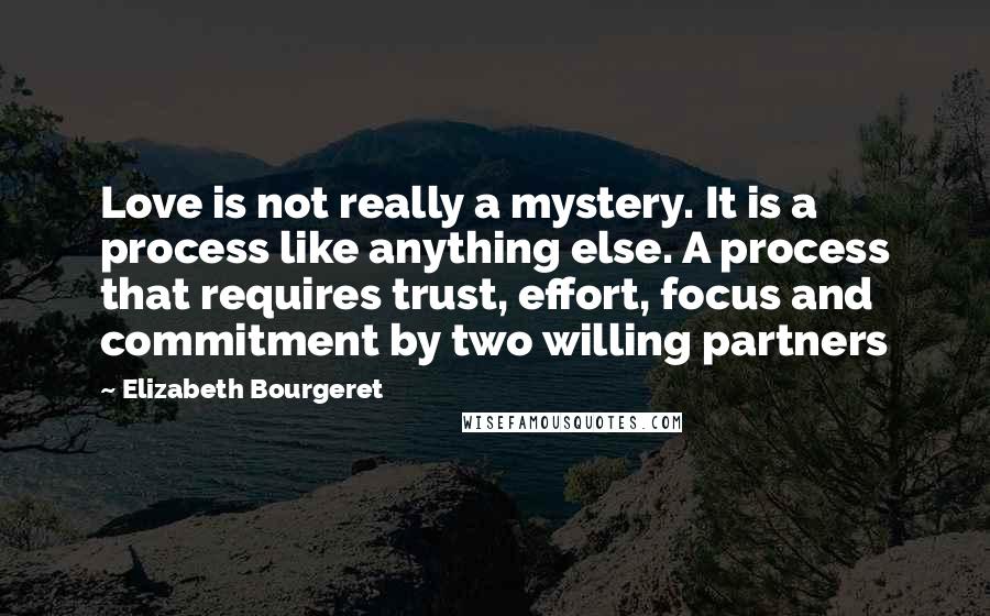 Elizabeth Bourgeret Quotes: Love is not really a mystery. It is a process like anything else. A process that requires trust, effort, focus and commitment by two willing partners