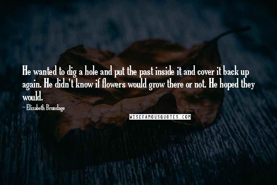 Elizabeth Brundage Quotes: He wanted to dig a hole and put the past inside it and cover it back up again. He didn't know if flowers would grow there or not. He hoped they would.