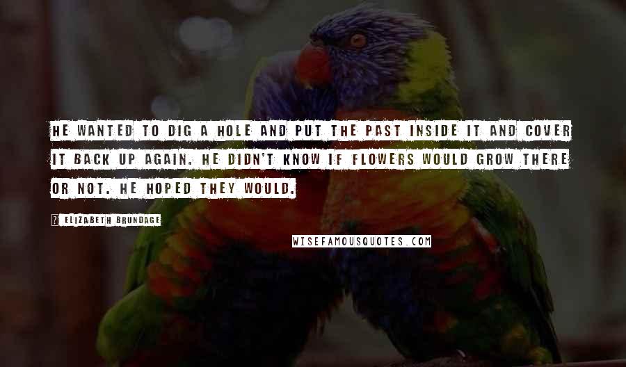 Elizabeth Brundage Quotes: He wanted to dig a hole and put the past inside it and cover it back up again. He didn't know if flowers would grow there or not. He hoped they would.