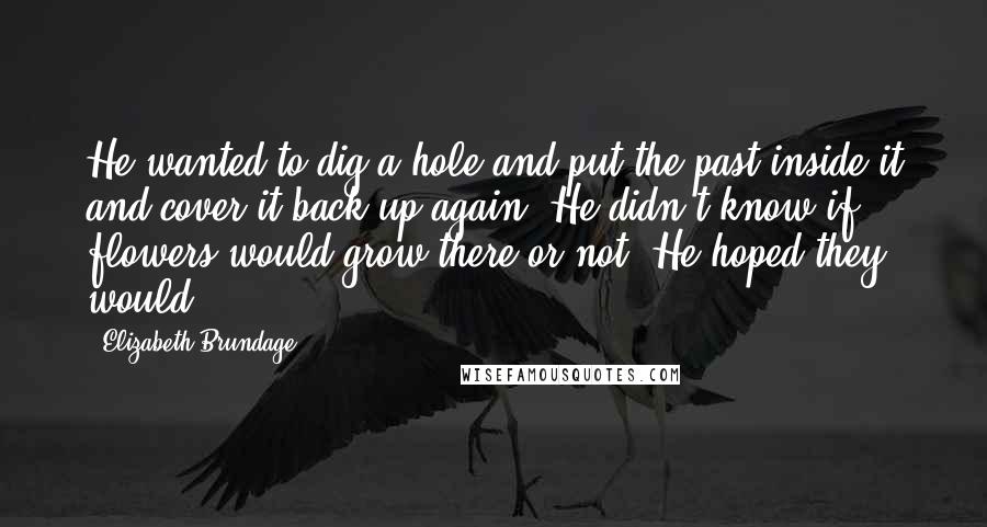 Elizabeth Brundage Quotes: He wanted to dig a hole and put the past inside it and cover it back up again. He didn't know if flowers would grow there or not. He hoped they would.