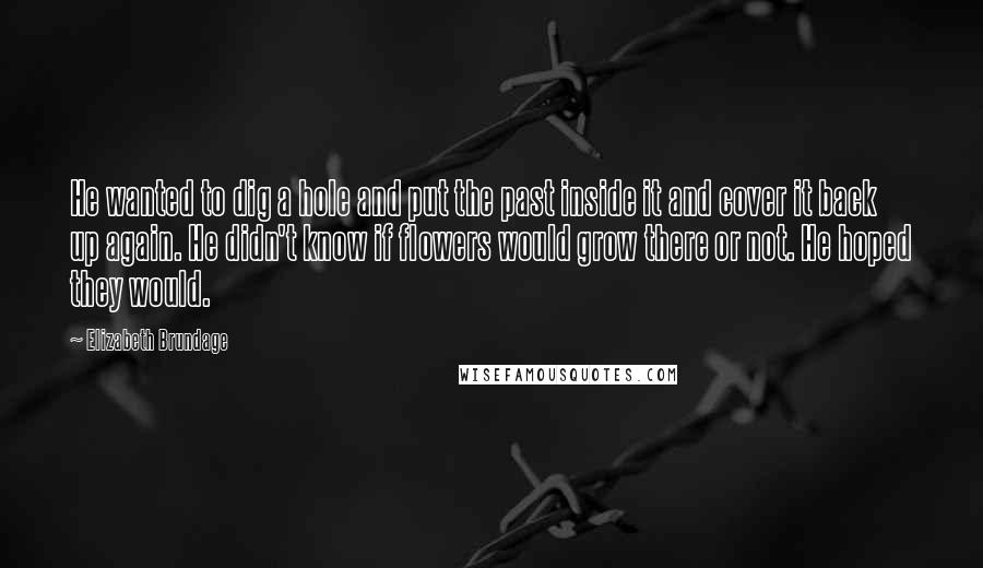 Elizabeth Brundage Quotes: He wanted to dig a hole and put the past inside it and cover it back up again. He didn't know if flowers would grow there or not. He hoped they would.