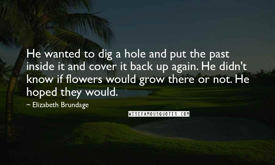 Elizabeth Brundage Quotes: He wanted to dig a hole and put the past inside it and cover it back up again. He didn't know if flowers would grow there or not. He hoped they would.