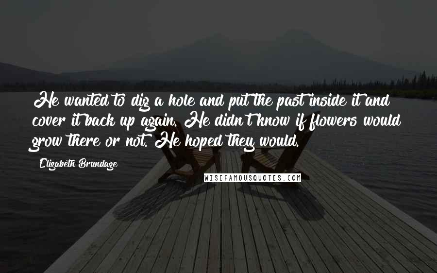 Elizabeth Brundage Quotes: He wanted to dig a hole and put the past inside it and cover it back up again. He didn't know if flowers would grow there or not. He hoped they would.