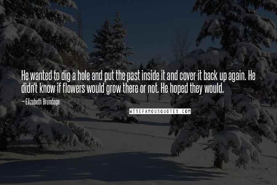 Elizabeth Brundage Quotes: He wanted to dig a hole and put the past inside it and cover it back up again. He didn't know if flowers would grow there or not. He hoped they would.