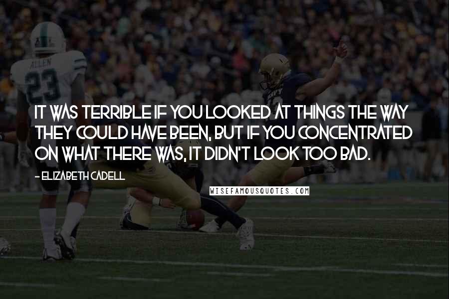 Elizabeth Cadell Quotes: It was terrible if you looked at things the way they could have been, but if you concentrated on what there was, it didn't look too bad.