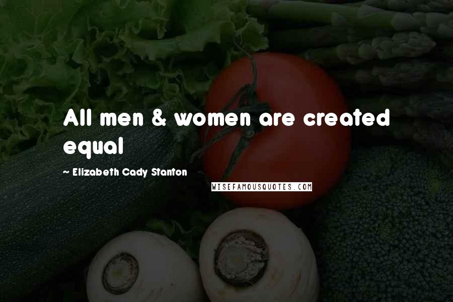 Elizabeth Cady Stanton Quotes: All men & women are created equal