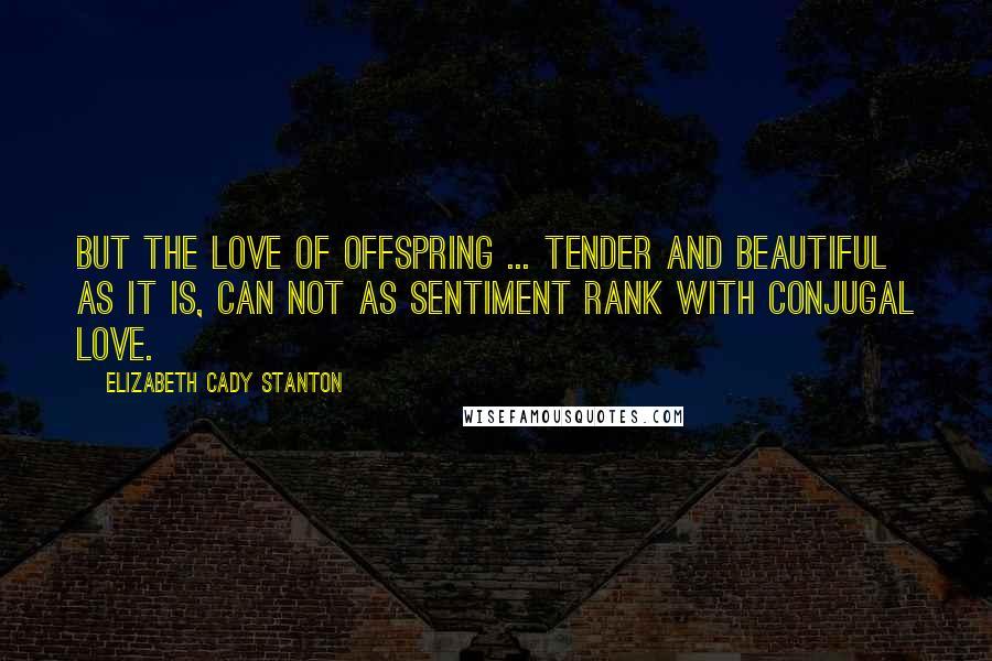 Elizabeth Cady Stanton Quotes: But the love of offspring ... tender and beautiful as it is, can not as sentiment rank with conjugal love.