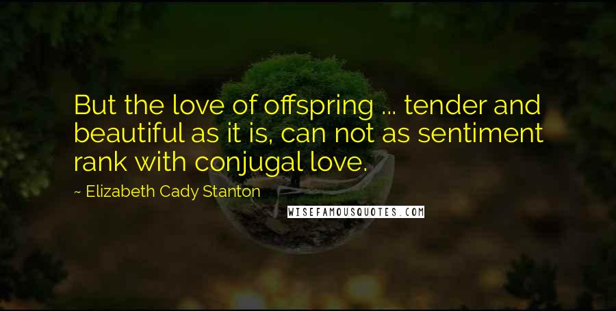 Elizabeth Cady Stanton Quotes: But the love of offspring ... tender and beautiful as it is, can not as sentiment rank with conjugal love.