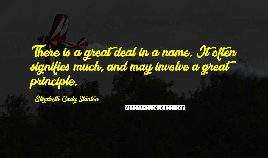 Elizabeth Cady Stanton Quotes: There is a great deal in a name. It often signifies much, and may involve a great principle.