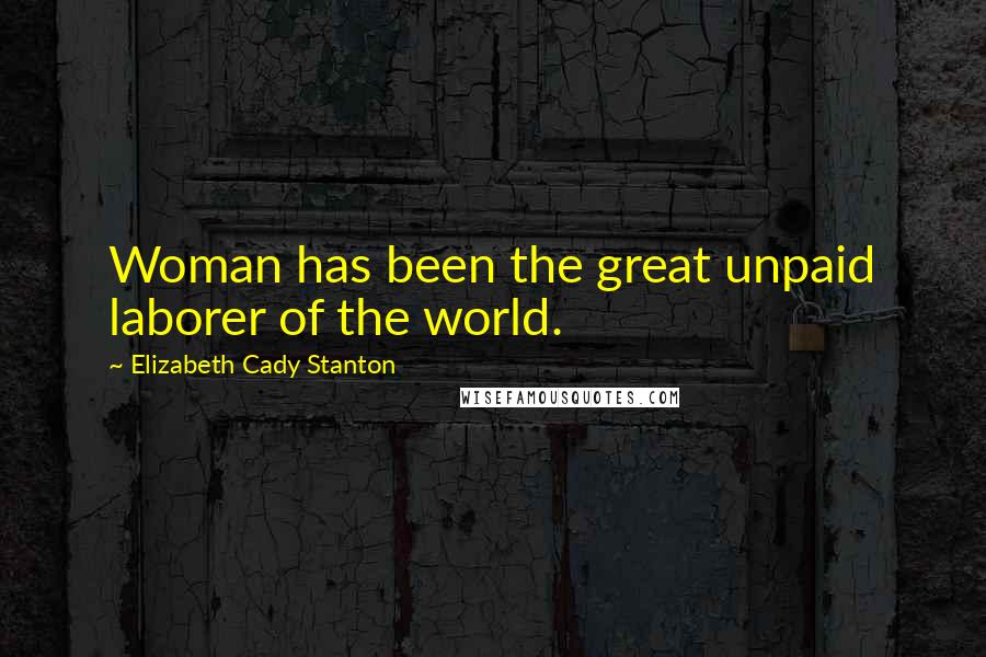 Elizabeth Cady Stanton Quotes: Woman has been the great unpaid laborer of the world.