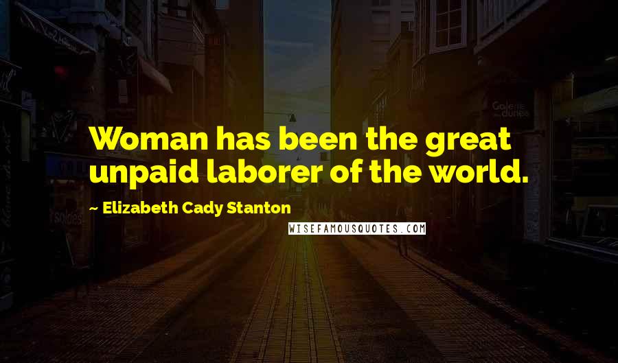 Elizabeth Cady Stanton Quotes: Woman has been the great unpaid laborer of the world.