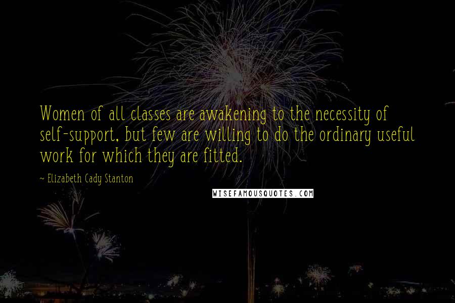 Elizabeth Cady Stanton Quotes: Women of all classes are awakening to the necessity of self-support, but few are willing to do the ordinary useful work for which they are fitted.