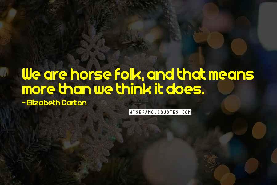 Elizabeth Carlton Quotes: We are horse folk, and that means more than we think it does.