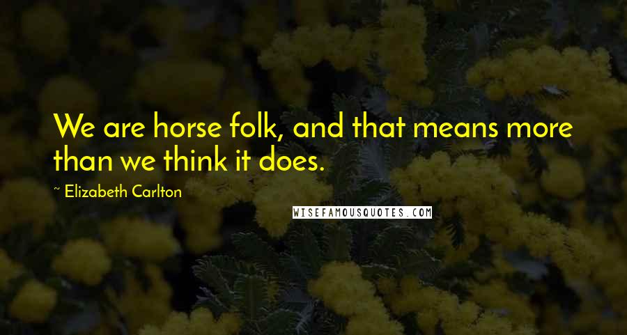 Elizabeth Carlton Quotes: We are horse folk, and that means more than we think it does.