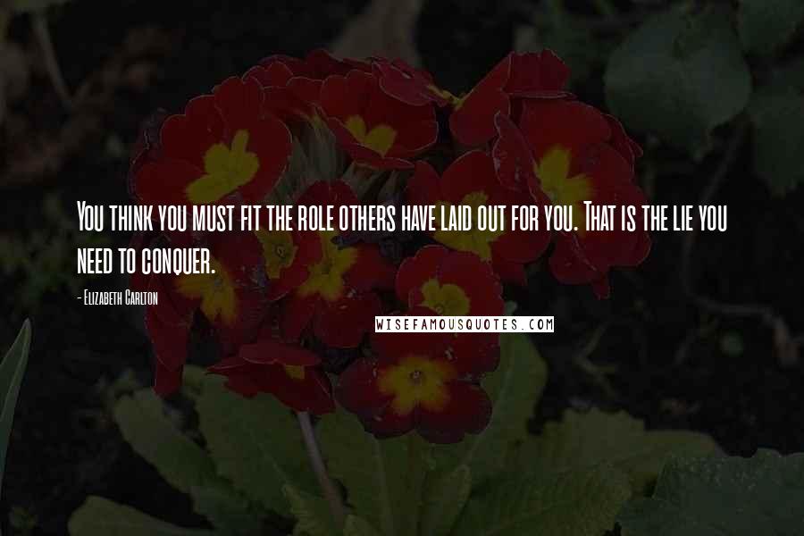 Elizabeth Carlton Quotes: You think you must fit the role others have laid out for you. That is the lie you need to conquer.