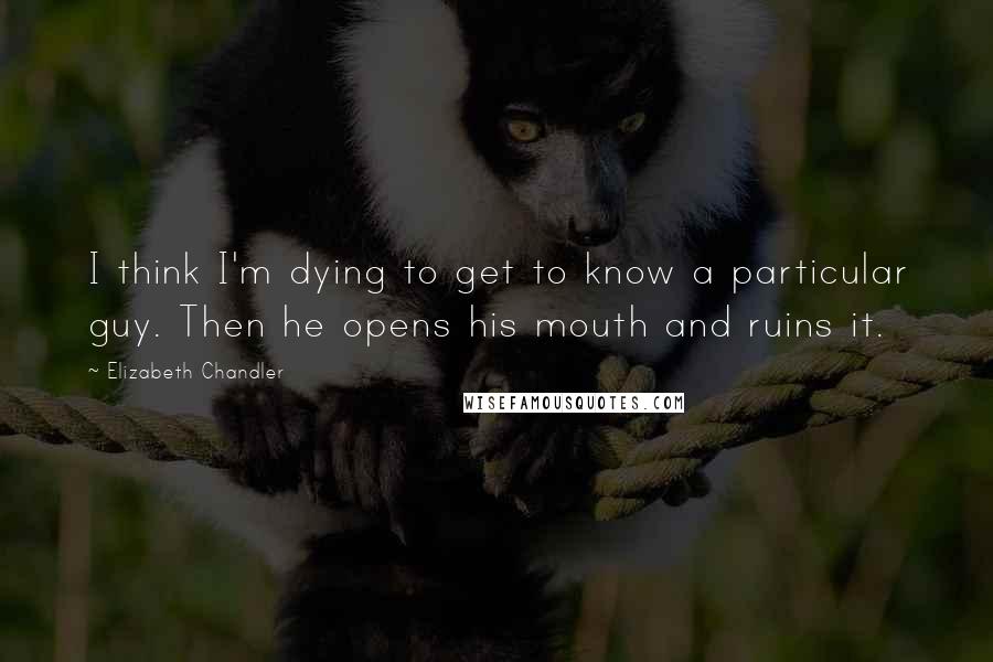 Elizabeth Chandler Quotes: I think I'm dying to get to know a particular guy. Then he opens his mouth and ruins it.