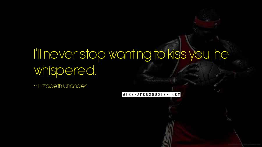 Elizabeth Chandler Quotes: I'll never stop wanting to kiss you, he whispered.