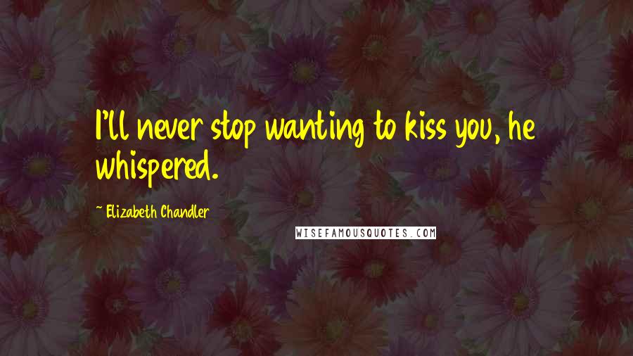 Elizabeth Chandler Quotes: I'll never stop wanting to kiss you, he whispered.