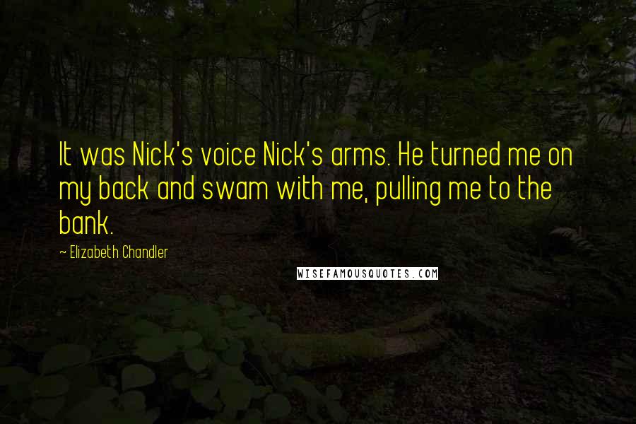 Elizabeth Chandler Quotes: It was Nick's voice Nick's arms. He turned me on my back and swam with me, pulling me to the bank.