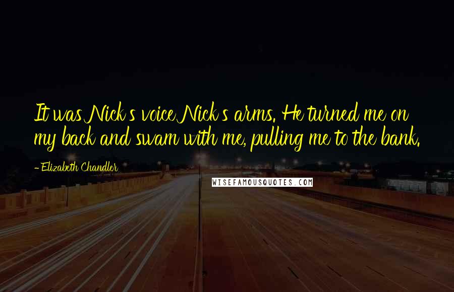 Elizabeth Chandler Quotes: It was Nick's voice Nick's arms. He turned me on my back and swam with me, pulling me to the bank.