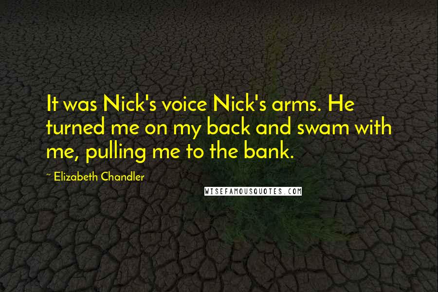 Elizabeth Chandler Quotes: It was Nick's voice Nick's arms. He turned me on my back and swam with me, pulling me to the bank.