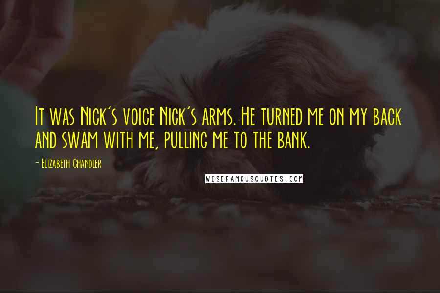 Elizabeth Chandler Quotes: It was Nick's voice Nick's arms. He turned me on my back and swam with me, pulling me to the bank.