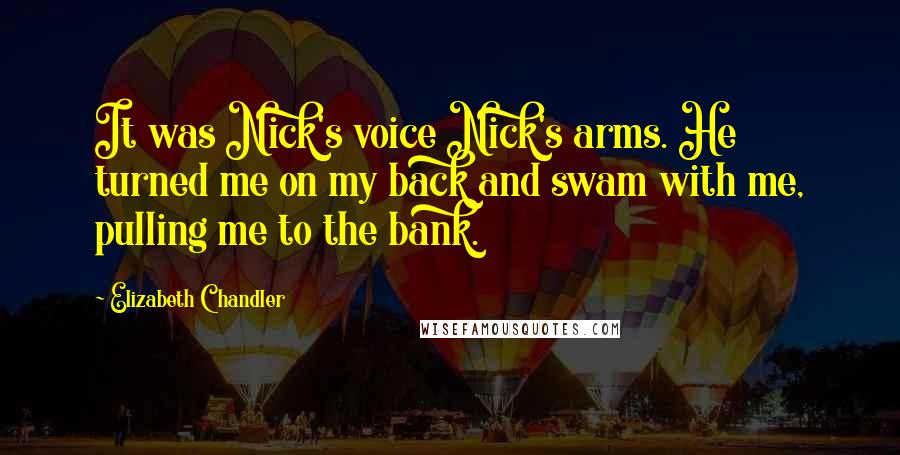 Elizabeth Chandler Quotes: It was Nick's voice Nick's arms. He turned me on my back and swam with me, pulling me to the bank.