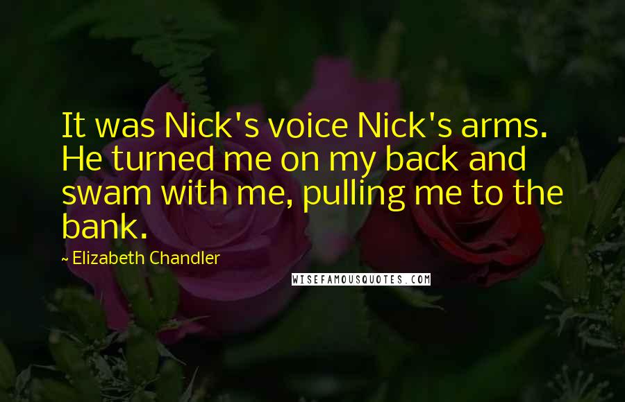 Elizabeth Chandler Quotes: It was Nick's voice Nick's arms. He turned me on my back and swam with me, pulling me to the bank.