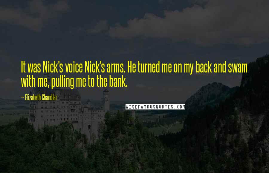 Elizabeth Chandler Quotes: It was Nick's voice Nick's arms. He turned me on my back and swam with me, pulling me to the bank.