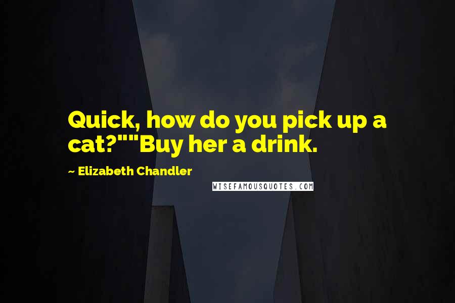 Elizabeth Chandler Quotes: Quick, how do you pick up a cat?""Buy her a drink.