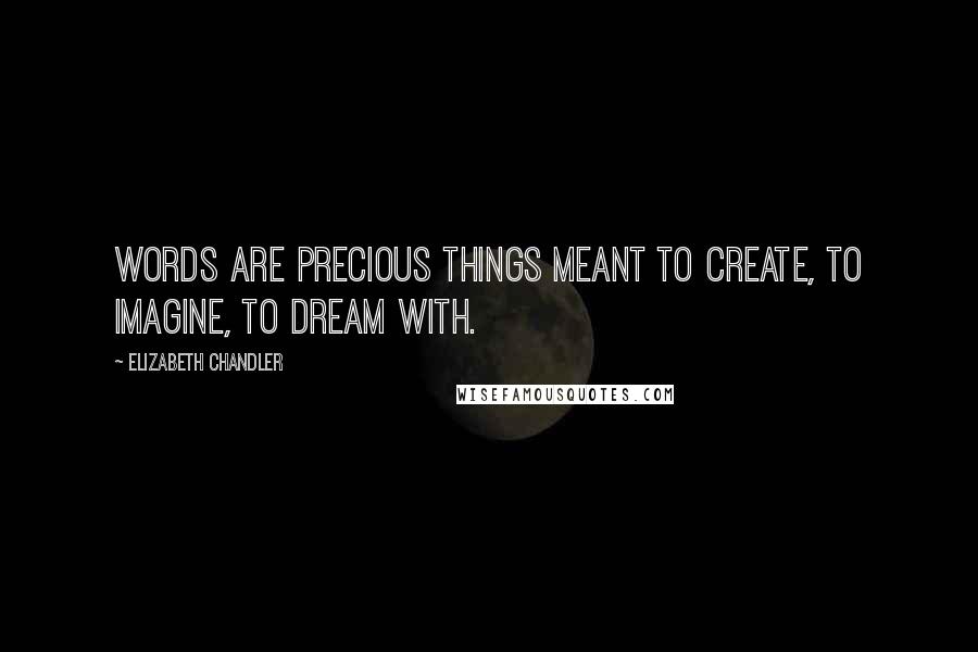 Elizabeth Chandler Quotes: Words are precious things meant to create, to imagine, to dream with.