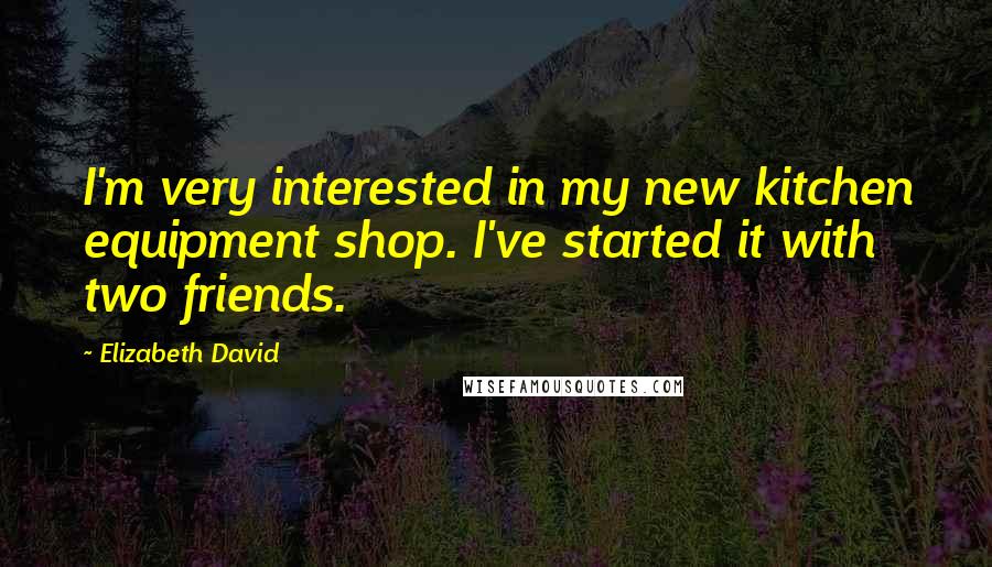 Elizabeth David Quotes: I'm very interested in my new kitchen equipment shop. I've started it with two friends.