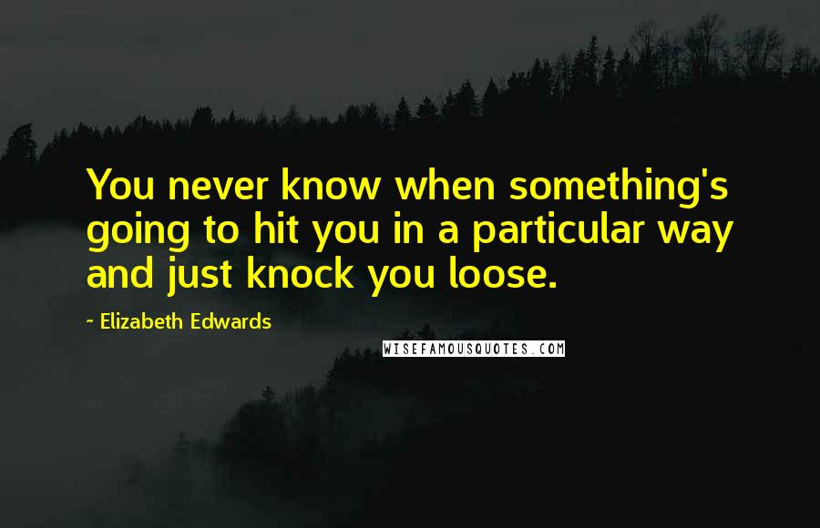 Elizabeth Edwards Quotes: You never know when something's going to hit you in a particular way and just knock you loose.