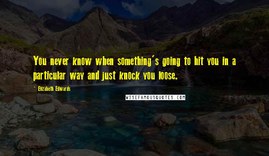 Elizabeth Edwards Quotes: You never know when something's going to hit you in a particular way and just knock you loose.