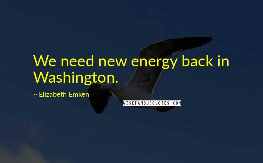 Elizabeth Emken Quotes: We need new energy back in Washington.