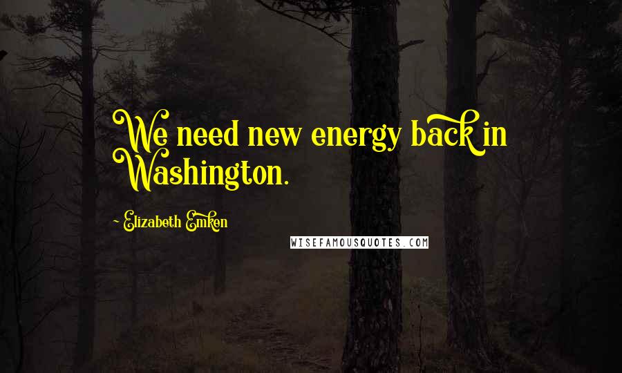 Elizabeth Emken Quotes: We need new energy back in Washington.