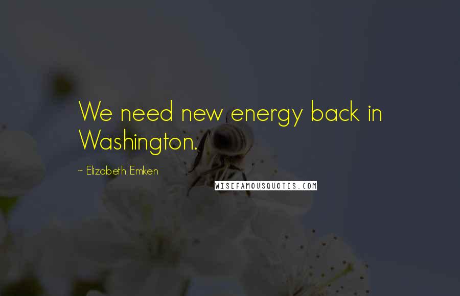 Elizabeth Emken Quotes: We need new energy back in Washington.