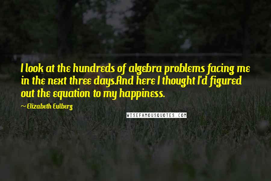 Elizabeth Eulberg Quotes: I look at the hundreds of algebra problems facing me in the next three days.And here I thought I'd figured out the equation to my happiness.